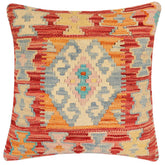 handmade Traditional Pillow Rust Blue Hand-made SQUARE 100% WOOL Hand woven turkish pillow2' x 2'